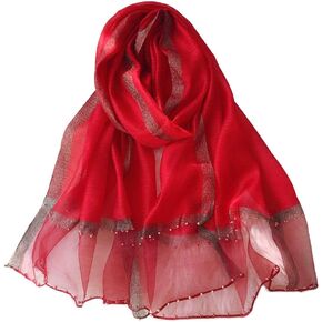 CYWYX Fashion silk scarf classic imitation silk shawl with gold rim beaded Sunscreen Shawls Long Scarves