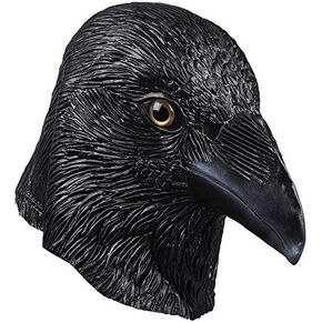 HENGYUTOYMASK Black Crow Latex Animal Head Mask Bird Halloween Costume Raven Reaper Dress Props Headwear Party Adult