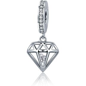 Beauty Romantic Diamond Charm 925 Sterling Silver White Crystal Bead for Bracelet or Necklace