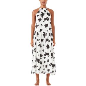 womens Bicolor High Neck Halter Cover-up Dress