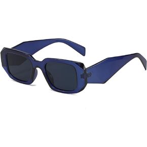 Mriendao Trendy Rectangle Sunglasses for Women Men Vintage Narrow Square Frame 90s Glasses Shades UV400