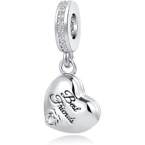 QeenseKc Best Friend Openable Heart Charm Photo Bead for Pandora Bracelet