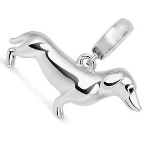 Dachshund Dog Dangle Charm Fit Women Bracelet Necklaces Fashion Gifts 925 Sterling Silver DIY Jewelry