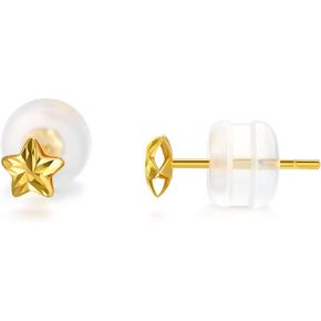 18K Gold Tiny Stud Earrings for Women, 4MM Yellow Gold Star Stud Earrings Jewelry for Mother, Wife, Girls