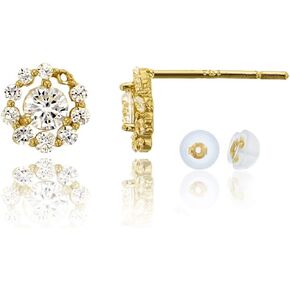 Solid 14k Gold Hypoallergenic 6mm Round Birthstone Solitaire Prong Set Screw Back Stud Earrings