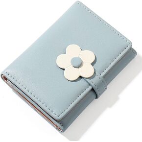 Cute Small Wallet for Girls Women - RFID Blocking PU Leather Tri-folded Flowers Cash Pocket with Card Holder Slim Short Wallet (Pink) in Saudi Arabia
