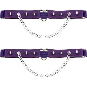 YunPeng Women's Gothic Heart Leg Thigh Elastic Garter Belt Adjustable High Elastic Punk Rivet Garters 2pcs