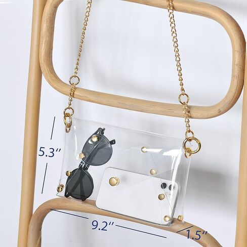 حقيبة كتف شفافة مرصعة ببرشام للنساء بولي كلوريد الفينيل مغلف شفاف مخلب سلسلة حزام حقيبة كروس الجسم ملعب المعتمدة المحفظة in Kuwait