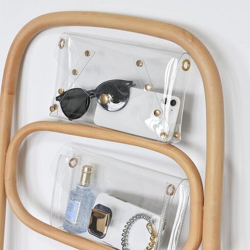 حقيبة كتف شفافة مرصعة ببرشام للنساء بولي كلوريد الفينيل مغلف شفاف مخلب سلسلة حزام حقيبة كروس الجسم ملعب المعتمدة المحفظة in Kuwait