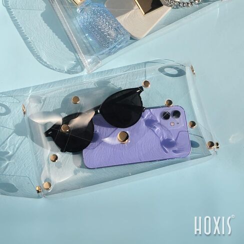 حقيبة كتف شفافة مرصعة ببرشام للنساء بولي كلوريد الفينيل مغلف شفاف مخلب سلسلة حزام حقيبة كروس الجسم ملعب المعتمدة المحفظة in Kuwait