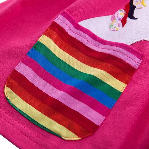 Cotton Toddler Girls Dress Flower Rainbow Outfits Short Sleeve Unicorn Dresses 2-7 Years in Saudi Arabia