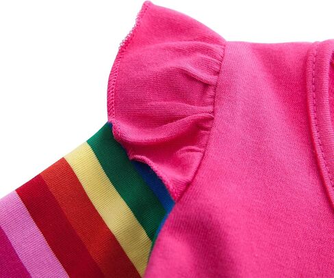 Cotton Toddler Girls Dress Flower Rainbow Outfits Short Sleeve Unicorn Dresses 2-7 Years in Saudi Arabia