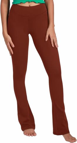 Sunzel Butterflycra High Waist Mini Flared Leggings for Women, Tummy Control Casual Flare Yoga Pants for Yoga Workout Gym 32" Wine Red XX-Large in Saudi Arabia