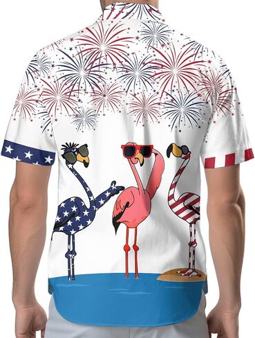 Bird Hawaiian Shirt, Tropical Bird Casual Print Button Shirt, Novelty Summer Gifts, Birthday Gifts in Kuwait