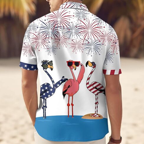 Bird Hawaiian Shirt, Tropical Bird Casual Print Button Shirt, Novelty Summer Gifts, Birthday Gifts in Kuwait