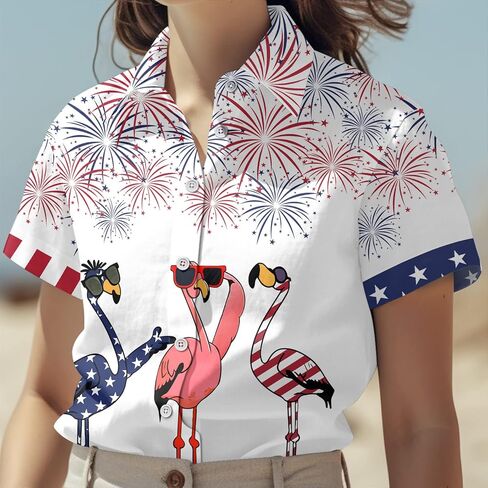 Bird Hawaiian Shirt, Tropical Bird Casual Print Button Shirt, Novelty Summer Gifts, Birthday Gifts in Kuwait