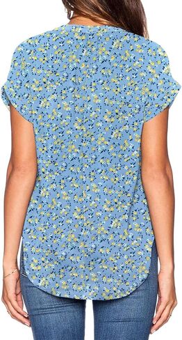 LILBETTER Women Chiffon Blouse V Neck Short Sleeve Top Shirts in Saudi Arabia