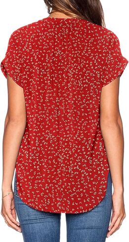 LILBETTER Women Chiffon Blouse V Neck Short Sleeve Top Shirts in Saudi Arabia
