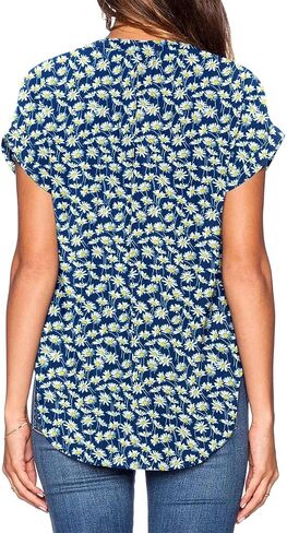 LILBETTER Women Chiffon Blouse V Neck Short Sleeve Top Shirts in Saudi Arabia