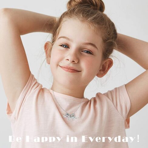 Lanqueen Sloth قلادة حجر الراين لا تتعجل كن سعيدًا منزلق الكسلان من الفولاذ المقاوم للصدأ قلادة مجوهرات عيد ميلاد هدية عيد الميلاد للفتيات ابنة عشاق الكسل in Kuwait