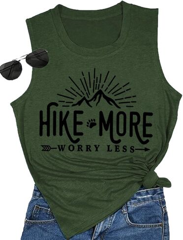 Hiking Shirt for Women Adventure Mountain Graphic Athletic Shirts Funny Hike More Worry Less Tee Tops in Saudi Arabia