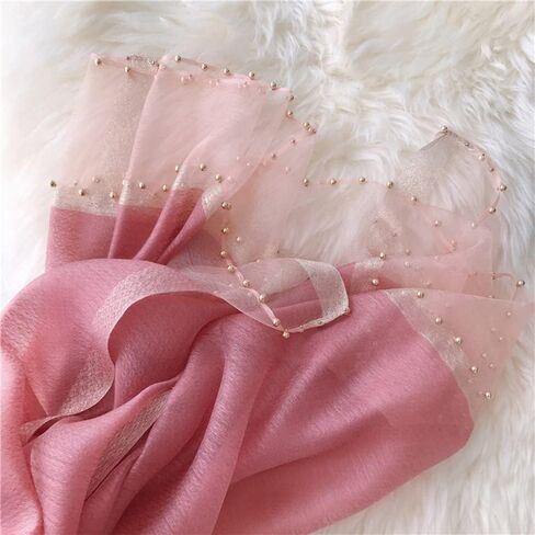 CYWYX Fashion silk scarf classic imitation silk shawl with gold rim beaded Sunscreen Shawls Long Scarves in Saudi Arabia