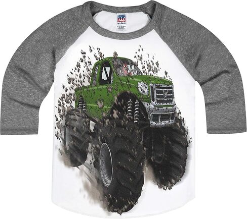 تي شيرت Big Green Monster Truck Raglan للأولاد الصغار in Kuwait