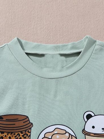 SOLY HUX Girl's T Shirts Short Sleeve Cute Graphic Tees Crewneck Cartoon Cat Print Summer Tops in Saudi Arabia