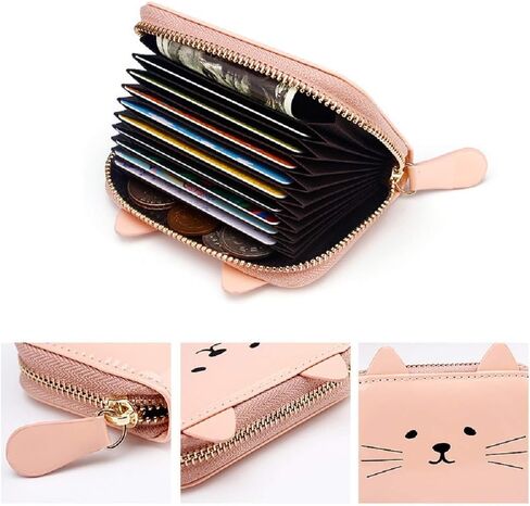 Women's Wallet RFID Blocking Cute Cat Printed Zipper Coin Purses Multi Purpose Card Holder Fashion Small Wallet in Kuwait