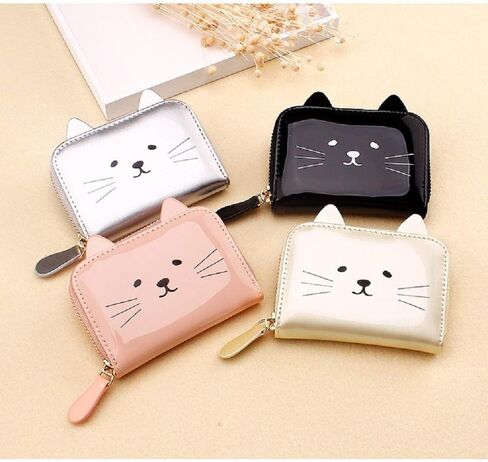 Women's Wallet RFID Blocking Cute Cat Printed Zipper Coin Purses Multi Purpose Card Holder Fashion Small Wallet in Kuwait