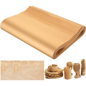 Packing Paper Sheets For Moving, MINHAO Honeycomb Packing Paper Sheets with 1.6X Stretchability for Shipping, Box Filler, Wrapping and Protecting Fragile Items Easy Use 4.74 Lbs (100 Sheets, 28"x15")