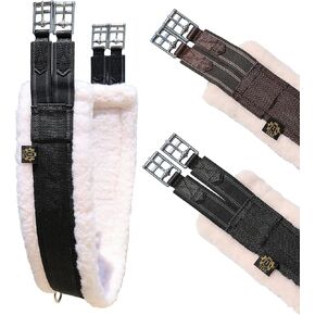 T TEKE Daily English Girths for Horses: Padded with Fleece, Double-Sided Heavy-Duty Elastic and Stainless Steel Buckles (Sizes 38"-56")"