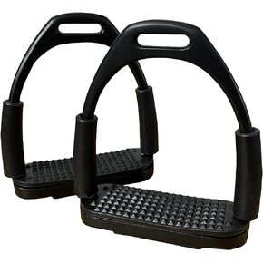 Black Matte Flexible Stirrups Safety Horse Riding Bendy Flex Irons S Steel