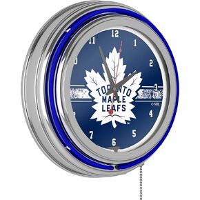 NHL Chrome Double Rung Neon Clock - Toronto Maple Leafs