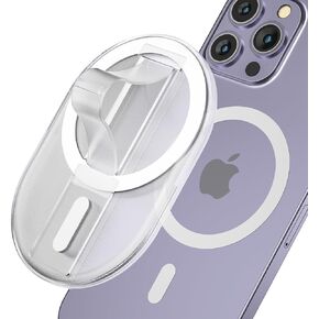 Magnetic Finger Phone Grip for MagSafe Stand, Phone Grip Strap Holder as Kickstand, Magnetic Phone Grip Holder, for iPhone 15/14/13/12 Series, Transparent