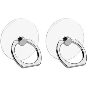 Transparent Phone Ring Holder Stand 2 Pcs, 360° Rotation Cell Phone Ring Holder Mobile Finger Kickstand Hand Phone Grip for iPhone, Clear Phone Ring for Phone Case (Round)