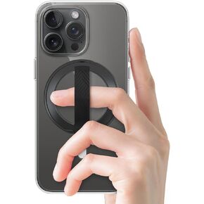 EWA MagOne 2nd Gen [Compatible with MagSafe] Phone Grip Stand with Replaceable Silicone Finger Strap, Removable Magnetic Ring Holder Kickstand Loop, Accessories for iPhone 15, 14, 13 Pro/Max/Plus