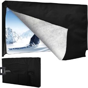 3-Side Zippered Box-Shaped Outdoor TV Cover 60 to 65 Inch Waterproof, 600D Heavy Duty Oxford Weatherproof TV Enclosure Protector, Waterproof Double Zipper Front Flap for Outside Flat Screen 60-65in TV