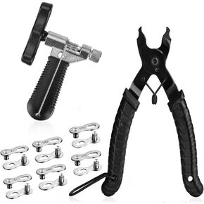A AKRAF Bicycle Chain Repair Tool Kit with Bike Link Plier, Chain Breaker Splitter Tool, 6 Pairs Bicycle Missing Links, Bicycle Mechanic Tool Kit with Chain Master Link Remover and Connector