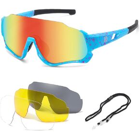 DUCO Polarized Kids Sunglasses Youth Baseball Sun Glasses Sports Teens Cycling Shades Boys Girls with 3 Lenses DK280