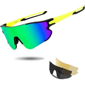 OULAIQI Sports Sunglasses Cycling Sunglasses for Men Women with 1 or 3 Interchangeable Lenses Baseball Glasses in Kuwait