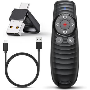 جهاز عرض تقديمي لاسلكي جهاز نقر عن بعد لجهاز 2 في 1 USB من النوع C Powerpoint Clicker مع مؤشر ليزر، مؤشر عرض تقديمي قابل لإعادة الشحن PPT Slide Advancer لأجهزة Mac/Google Slide/Keynote in Kuwait