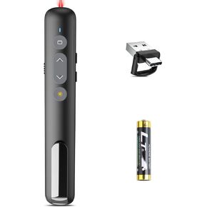 LETEAPII Powerpoint Clicker with Laser Pointer: Wireless Presentation Remote Presenter, Finger Ring Power Point PPT Clickers, Rechargeable Hyperlink Google Slide Advancer for Mac, Laptop, Computer