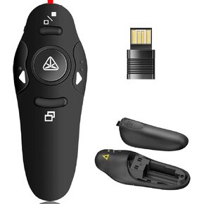 Rechargeable Presentation Clicker with Air Mouse Control, Wireless Presenter Remote for PPT Clicker, 2.4GHz Presentation Remote Slide Advancer Powerpoint Clicker for Mac/Computer/Laptop/Keynote