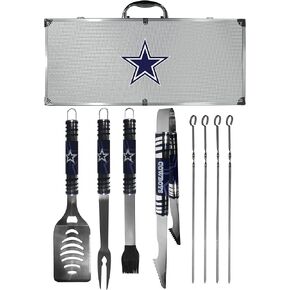 NFL Siskiyou Sports Fan Shop Dallas Cowboys Steel Tailgater BBQ Set w/Case 8 piece Gray