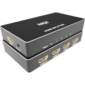 HDMI Splitter 1 in 4 Out - 4 Way Premium Quality Outputs,Duplicator/Distributor High Resolutions Support HDMI 2.0, HDCP 2.2, 18 Gbps 4K@60Hz 2k@120Hz 36-Bit Deep Color UltraHD,Plug&Play