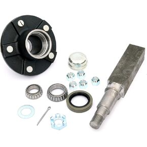 UCUT 5-Bolt 5" Circle Trailer Hub Assembly with 1-3/8" to 1-1/16" Tapered Spindle and Bearings,Set of 2