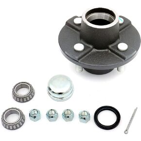 FKG Trailer Hub Kit 4 Bolt on 4 Inch Circle Fit for 2,000 lb.axles 1-1/16 Inch Straight Spindles