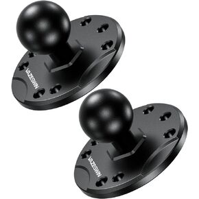 2 PCS 1" Ball Mount with Aluminum Alloy Round Plate, Universal Electronic Device Mounting Base with AMPS Hole for Garmin, Lowrance, Humminbird, for RAM Mount, Scotty B Size Double Socket Arm