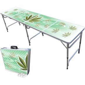 8-Foot Folding Beer Pong Table - Choose Table Model (Base, Cup Holes, LED Lights, Cup Holes & LED Lights) - High Times Edition